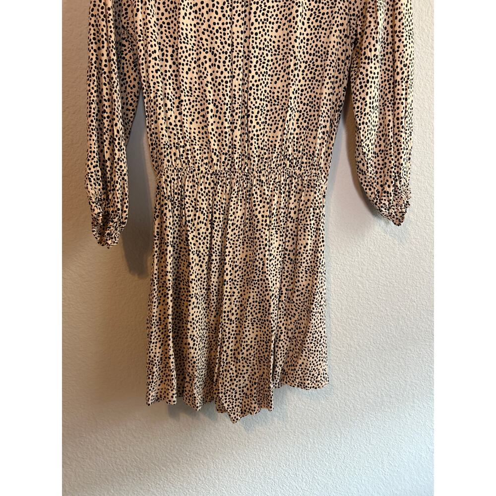 Anthropologie Beachgold | Tan/Black Polka Dot Half Sleeve Romper | Small - Picture 13 of 14
